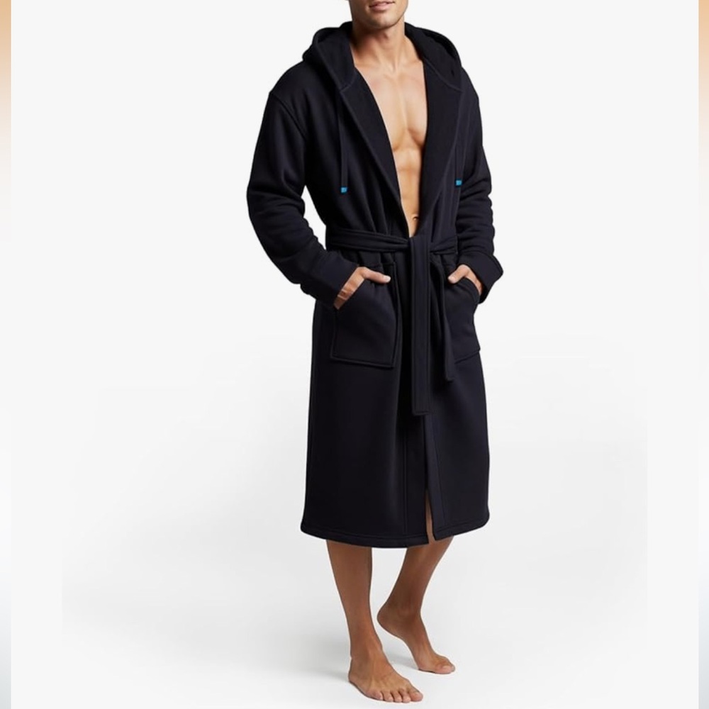Cozy Black “Dude Robe” – Luxe Lounge Essential – NWOT